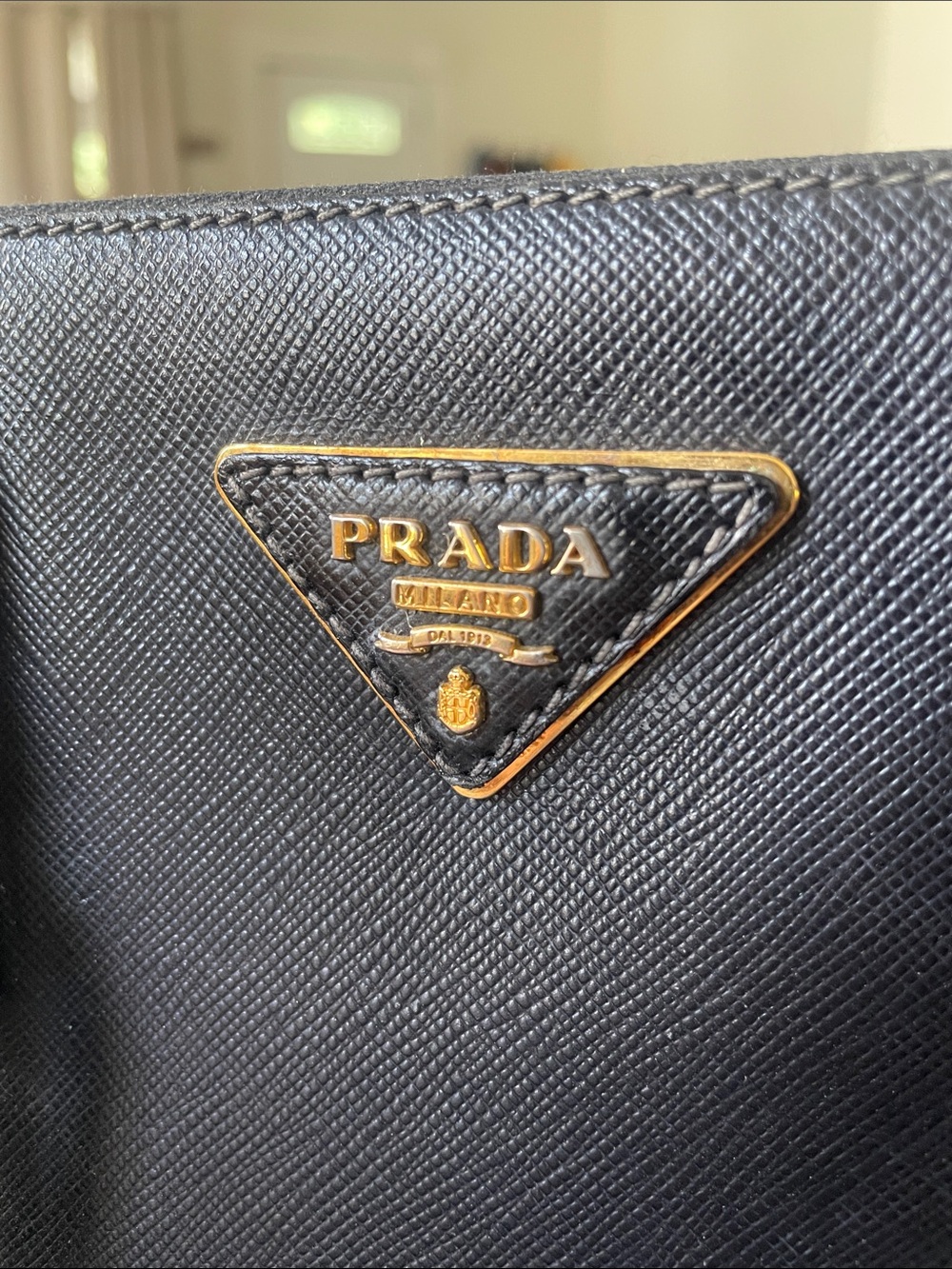 Prada Black Saffiano Leather Satchel with Gold Hardware - Picture 8 of 9